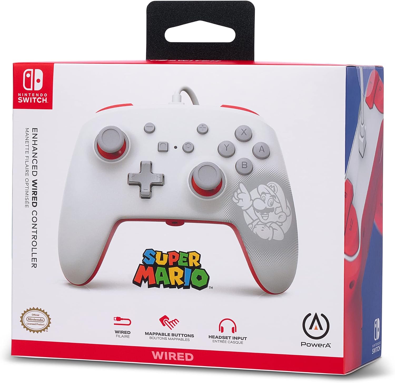 PowerA Control Mejorado Alámbrico para Nintendo Switch – Mario Blanco