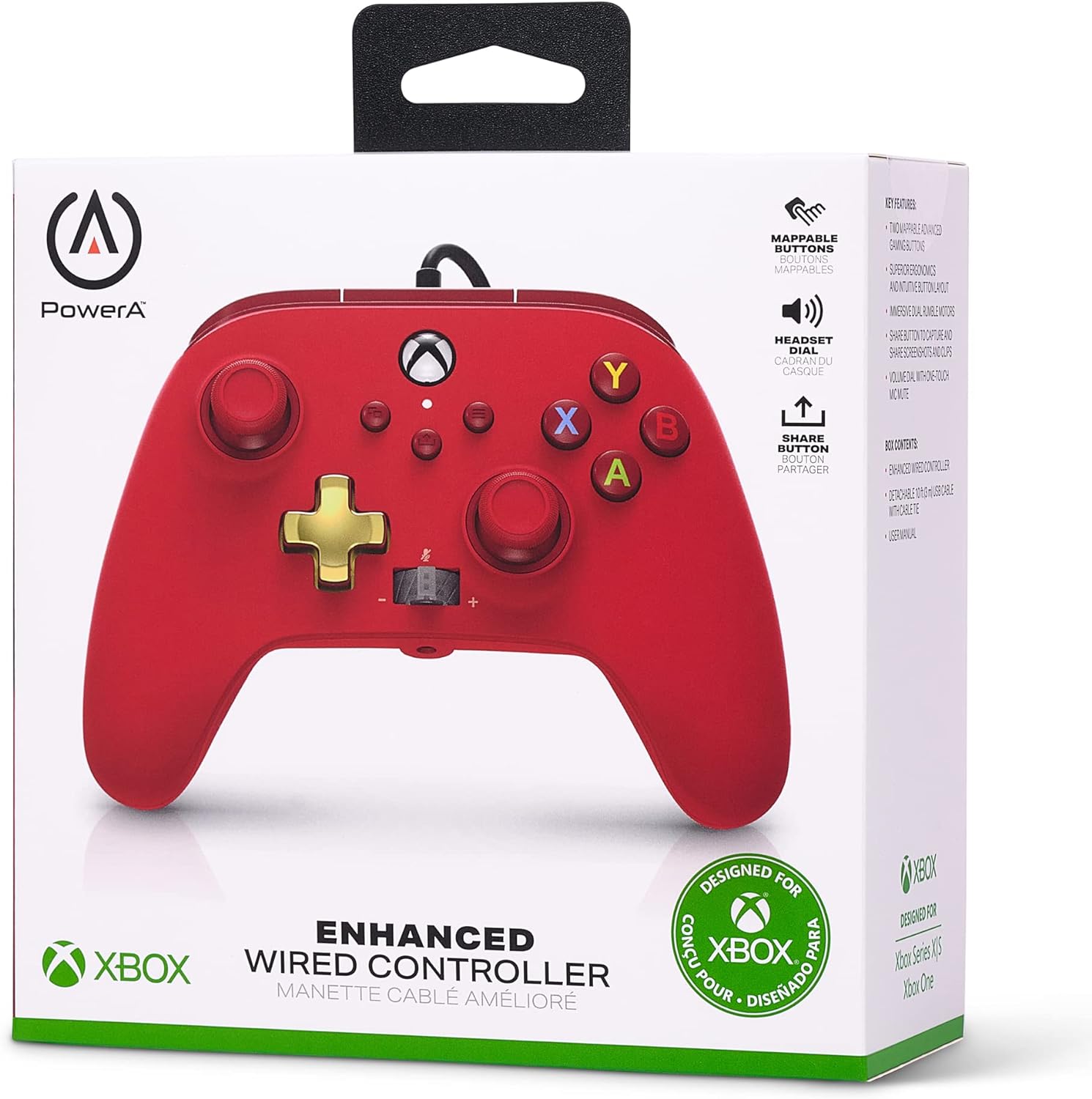 PowerA Control Mejorado Alámbrico para Xbox Series X|S – Rojo