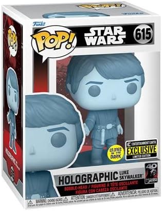 Funko POP! Star Wars: Return of The Jedi 40th Hologram Luke Glow-in-The-Dark Pop! Figura de vinilo – Entertainment Earth Exclusivo (911) #615