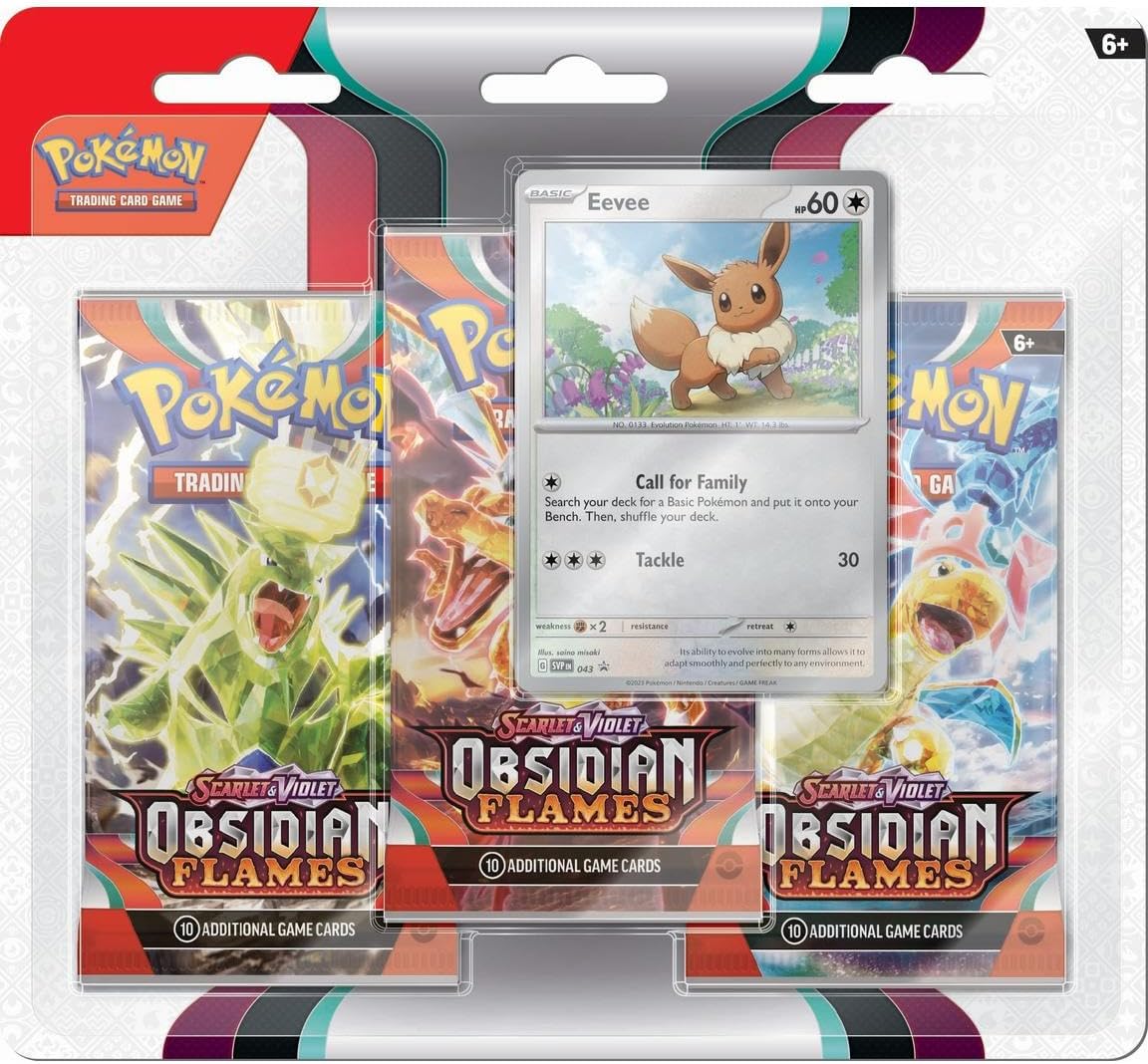 Pokémon JCC – Escarlata y Violeta – Pack de 3 Boosters de Llamas Obsidianas Eevee