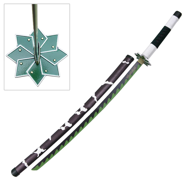 Katana Nichirin verde (espada Sanemi) de Sanemi Shinazugawa – Demon Slayer, Madera