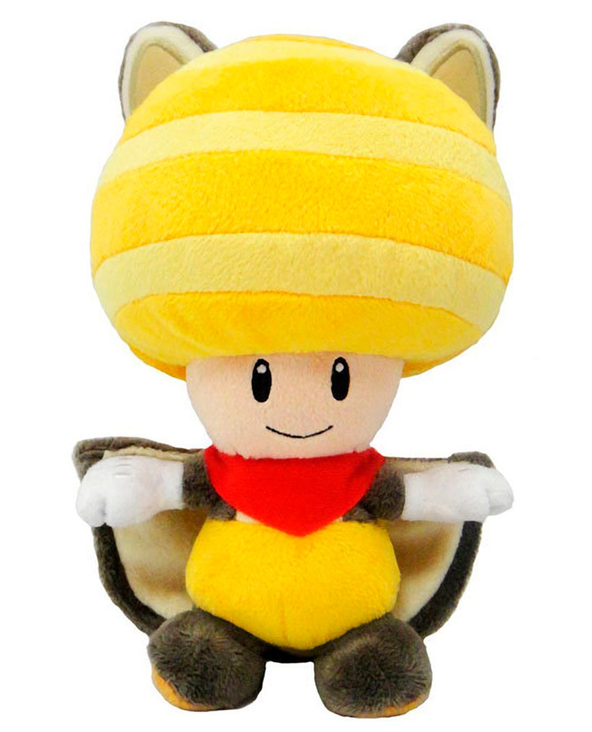 PELUCHE MARIO BROS TOAD CON TRAJE DE ARDILLA AMARILLO 20 CM