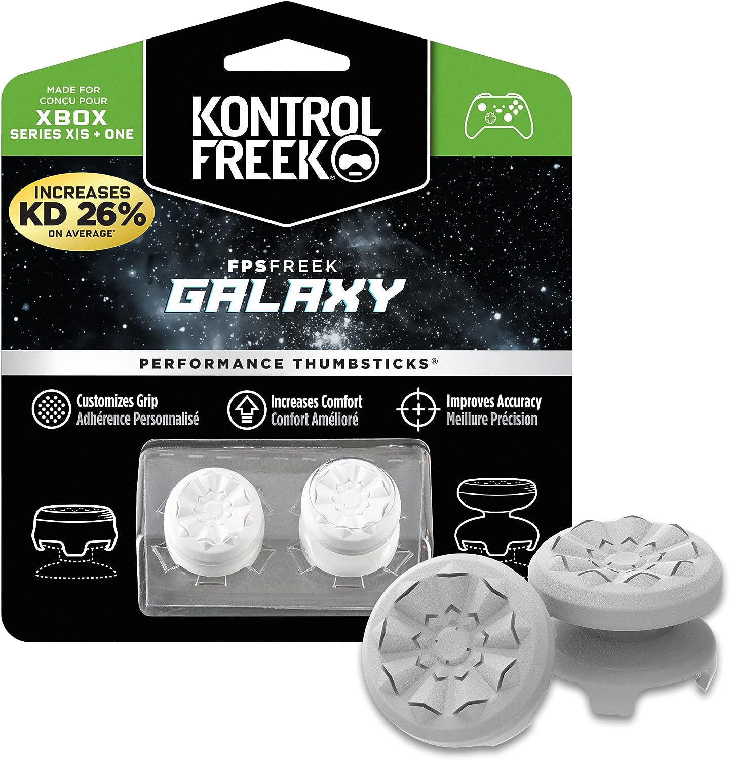 KontrolFreek Galaxy Blanco Thumbsticks 1 Altura elevada, 1 Altura media XBOX ONE/Series