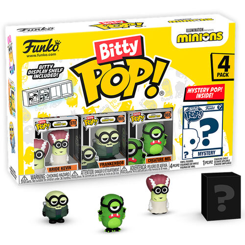 4 figuras Bitty POP Minions – Frankenbob, Bride Kevin and Creature Mel