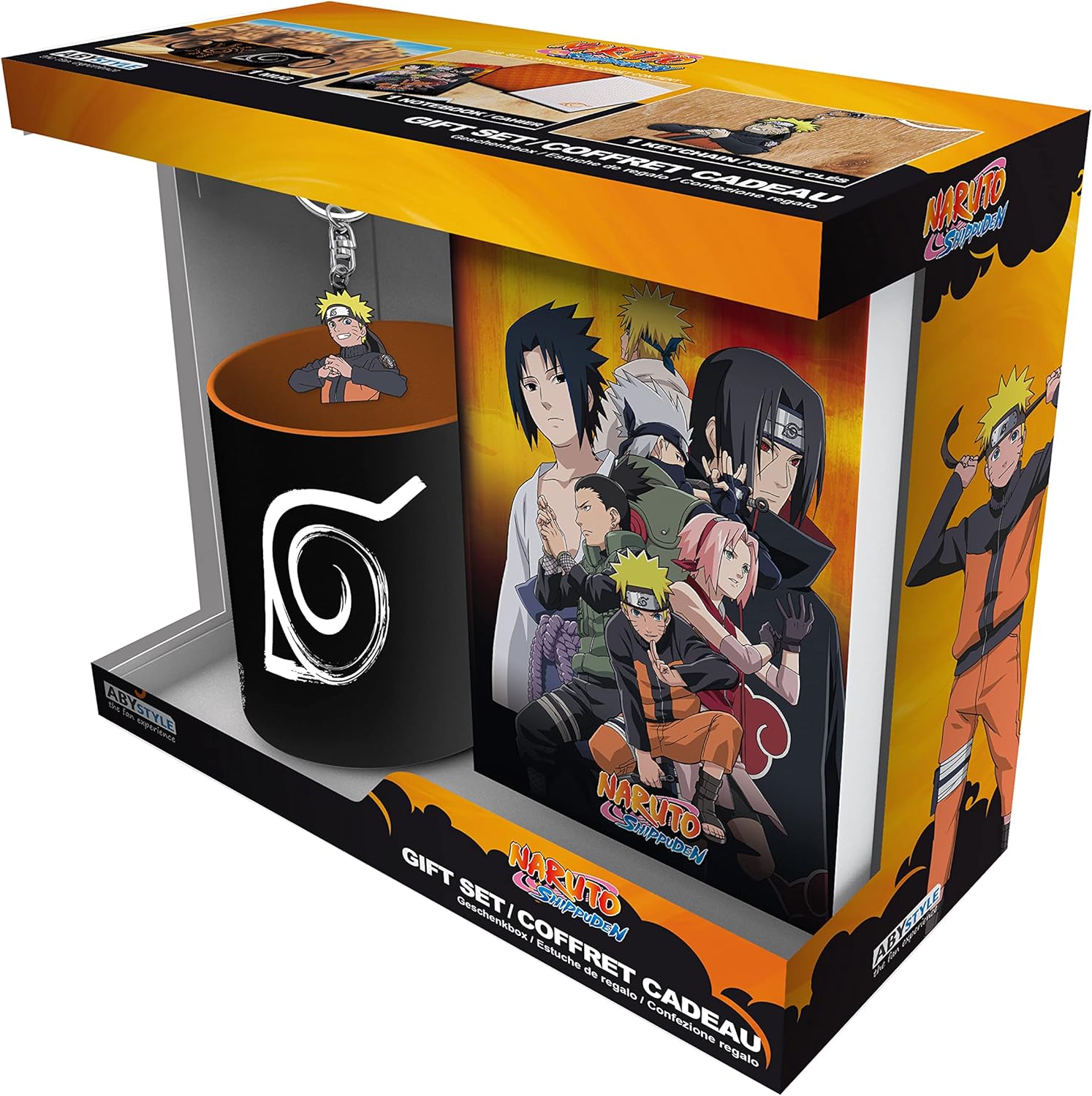 Naruto Shippuden Set de regalo incluye Journal, taza de cerámica y llavero Anime