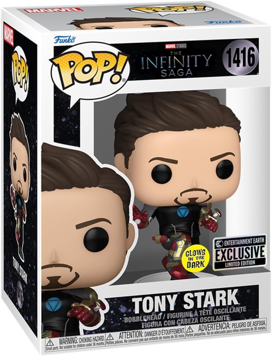 POP Iron Man 3 Tony Stark Suit-Up Figura de vinilo de Funko que brilla en la oscuridad #1416 – Exclusivo de Entertainment Earth